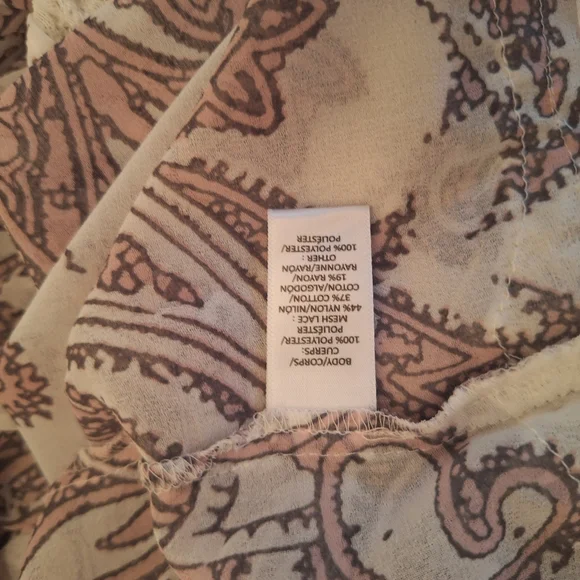 LOFT Paisley Lace Blouse - White and Pink LG *F - Picture 6 of 6